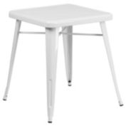 Emma + Oliver Commercial Grade 23.75" Square White Metal Indoor-Outdoor Table