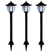 Stock Preferred 3-Pieces LED Black Outdoor Solar Lamps