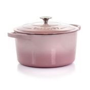 Crock-Pot Artisan 2 Piece 7 Quarts Enamled Cast Iron Dutch Oven in Blush Pink