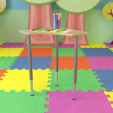 Emma + Oliver Triangular Natural Collaborative Adjustable Student Desk - Home and Classroom. View a larger version of this product image.