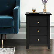 Slickblue Nightstand End Beside Table Drawers Modern Storage Bedroom Furniture-Black