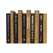 Booth & Williams Dark Gold and Black Team Colors Decorative Books, One Foot Bundle of Real, Shelf-Ready Books