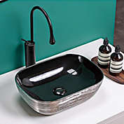 Ruvati  Ruvati 20 x 16 inch Bathroom Vessel Sink Silver Decorative Art Above Vanity Counter Black Ceramic