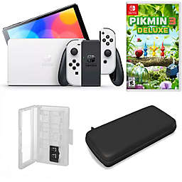 Nintendo Switch OLED in White with Pikmin 3 and Accessories