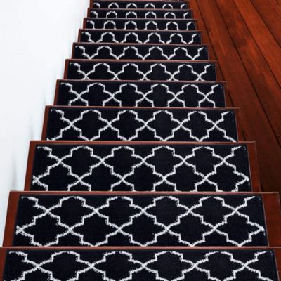 SussexHome Stair Treads - Carpet Strips for Indoor Stairs - Easy to Install with Double Adhesive Tape - Safe, 9" X 28" - 13-Pack - Navy