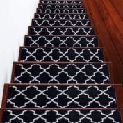 SussexHome Stair Treads - Carpet Strips for Indoor Stairs - Easy to Install with Double Adhesive Tape - Safe, 9" X 28" - 13-Pack - Navy