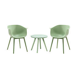 Karat Home Ofelia 3-piece Plastic Seating Group in Green