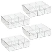 mDesign Plastic Divided Closet Storage Bin - Clear
