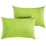 Outdoor Living and Style Set of 2 13" x 20" Macaw Green Solid Subrella Indoor and Outdoor Lumbar Pillows