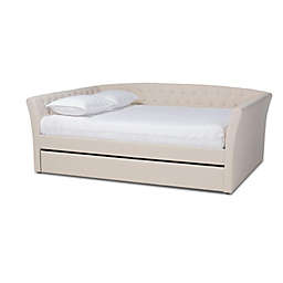Baxton Studio Baxton Studio Delora Modern And Contemporary Beige Fabric Upholstered Full Size Daybed With Roll-Out Trundle Bed - Beige