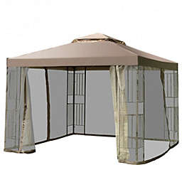 Costway 10 Feet x 10 Feet Awning Patio Screw-free Structure Canopy Tent