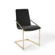 Modway Pitch Performance Velvet Dining Armchair,Gold Black