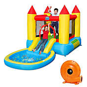 Gymax Inflatable Bounce House Kids Slide Jumping Castle Bouncer w/Pool and 480W Blower