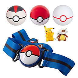 Jazwares Pokemon Clip 'N' Go Belt Set with 3 Poke Balls & 2 Figures - Includes Pikachu and Cubone