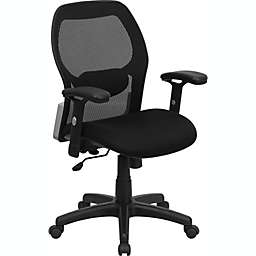 Flash Furniture Mid-Back Black Super Mesh Executive Swivel Office Chair with Adjustable Lumbar & Arms