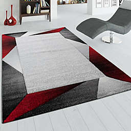 Paco Home Designer Area Rug modern geometric Pattern and Contour Cut in Red