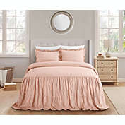 Chic Home Ashford Quilt Set Crinkle Crush Ruffled Drop Design Bedding - Pillow Shams Included - 3 Piece - King 80x76", Blush