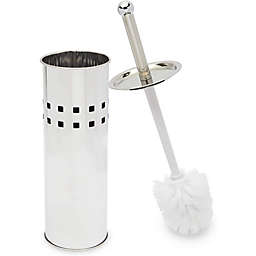 Okuna Outpost Stainless Steel Toilet Brush with Holder (3.6 x 14 x 3.6 in, 2 Pieces)