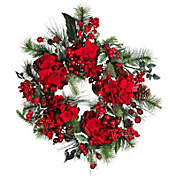 HomPlanti 22" Hydrangea Holiday Wreath