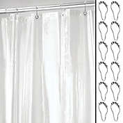 mDesign Long Waterproof Vinyl Shower Curtain Liner with Rings