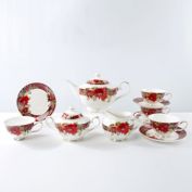 Red Poinsettia Tea Set by Coastline Imports