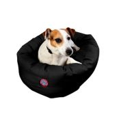 Majestic Pet Product 24-Inch Small Poly / Cotton Waterproof Cushion Black Bagel Bed for Pets