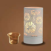 Peterson Artwares 7" Touch lamp/Oil burner/Wax warmer-White Flower