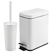 mDesign Toilet Brush Holder and Step Trash Can