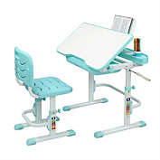 Infinity Merch 31.5" Desktop Height Adjustable Desk Kid Learning Table and Chair Set Green