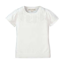 Hope & Henry Girls' Short Sleeve Pointelle Sweater Top - White, Size  3-6 Months