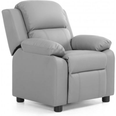 Costway Kids Deluxe Headrest  Recliner Sofa Chair with Storage Arms-Gray