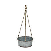 Contemporary Home Living 11.25" Gray Contemporary Round Hanging Planter with Rope