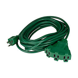 Northlight 25' Green 3-Prong Outdoor Extension Power Cord with Fan Style Connector