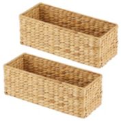 mDesign Natural Woven Water Hyacinth Bathroom Storage Organizer Basket