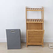 Stock Preferred Bamboo Tilt-Out Laundry Storage Hamper with 2-Tier Shelves