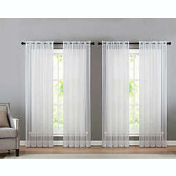 Kate Aurora 4 Piece Basic Home Rod Pocket Sheer Voile Window Curtain Panels - 52 in. W x 84 in. L, Chocolate