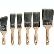 Precision Defined Heavy-Duty Professional 6 Piece Paintbrush Set, with SRT PET Bristles and Natural Birch Handles