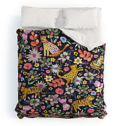 Deny Designs Ninola Design Spring Tigers Jungle Black Comforter