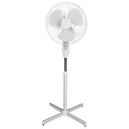 Optimus 16 in. Oscillating Stand Fan in White