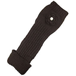 Wrapables Ribbed Arm Warmers / Fingerless Gloves with Floral Accent / Brown
