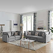 Contemporary Home Living 95.25" Amira Gray Comfortable Sofa and Loveseat Living Room Set with Pillows