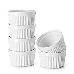 DOWAN 8Oz Porcelain Classic Style Ramekins for Baking Set of 6 White