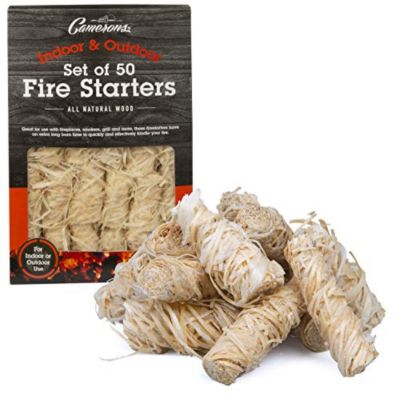 Camerons All Natural Firestarters- 50 Pack- Lightning Fast Lighters for Barbecue Grill, BBQ Charcoal, Campfire, Fireplace.