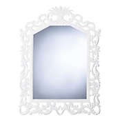 Zingz & Thingz 24.7" White Fleur-De-Lis Wooden Framed Rectangular Wall Mirror