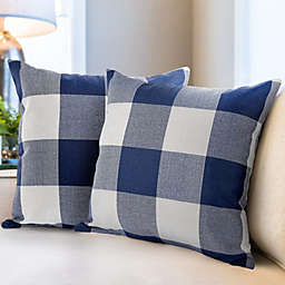 Zulay Home Buffalo Plaid Throw Pillow Covers 18x18 - Dark Blue & White