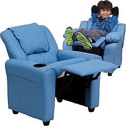 Flash Furniture Contemporary Light Blue Vinyl Kids Recliner With Cup Holder And Headrest - Light Blue Vinyl