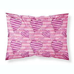 Caroline's Treasures Watercolor Hot Pink Striped Hearts Fabric Standard Pillowcase 30 x 20.5