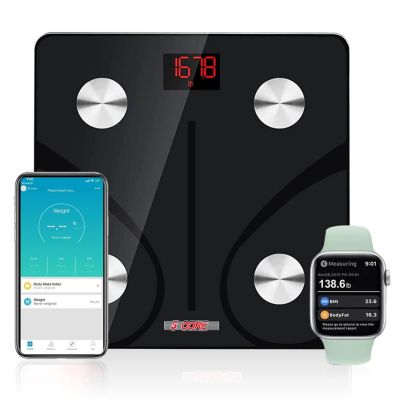 5 Core Inc Rechargeable Smart Digital Bathroom Weighing Scale with Body Fat and Water Weight for People, Bluetooth BMI Electronic Body Analyzer Machine, 400 lbs.5 Core