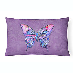 Caroline's Treasures Butterfly on Purple Canvas Fabric Decorative Pillow 12 x 16