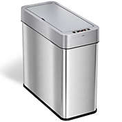 iTouchless Stainless Steel Slim Sensor Trash Can with Right Side Lid Open and AbsorbX Odor Filter 4 Gallon Silver